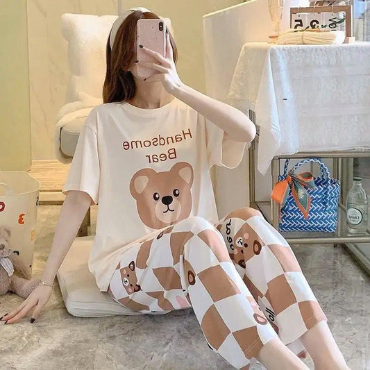 Cute Handsome Bear Printed Nightwear & Casual Wear