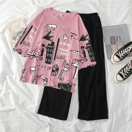 Planet Half Sleeves Printed Dress