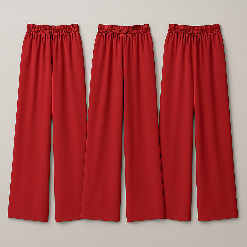 Pack of 3 Red Color Comfy Casual Pajama Pants Palazzo Lounge Pants Wide Leg