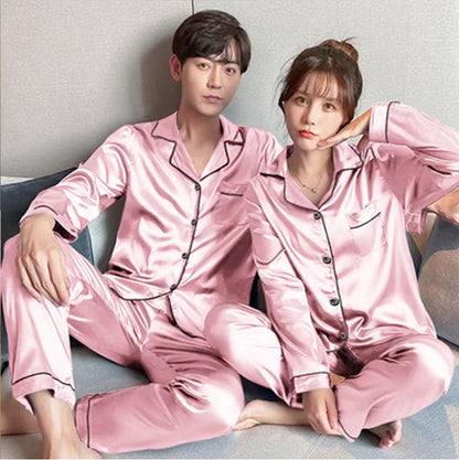 Baby Pink Nighty Finely Stitched Silk Satin Pajama Set – Luxurious Nightwear for couple