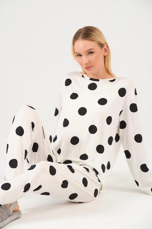 Polka Dot Full Sleeves Suit Matching Dress