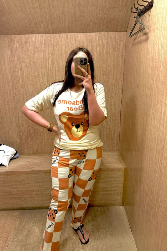 Cute Handsome Bear Printed Nightwear & Casual Wear