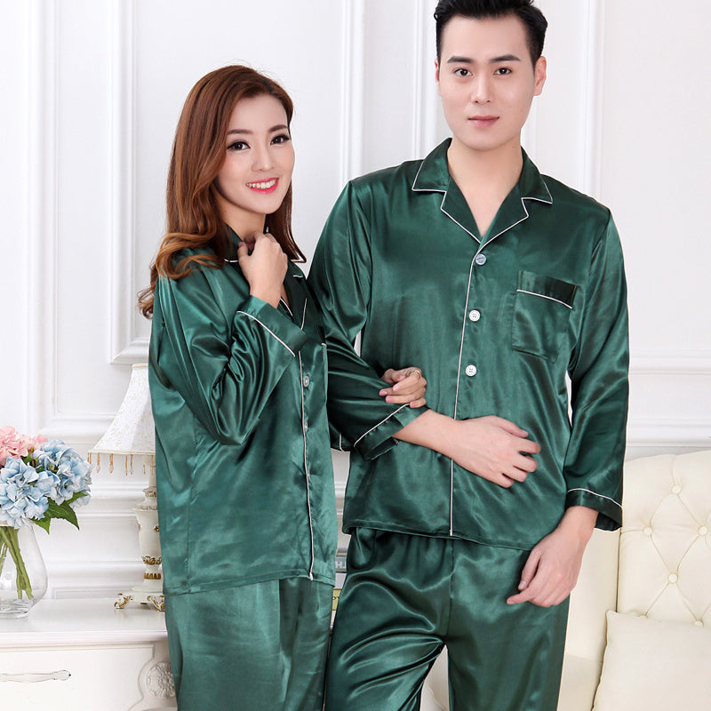 Dark Green Nighty Finely Stitched Silk Satin Pajama Set – Luxurious Nightwear for couple