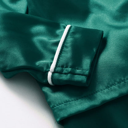 Dark Green Nighty Finely Stitched Silk Satin Pajama Set – Luxurious Nightwear for couple