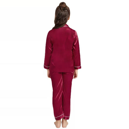 Red Luxury Silk Satin Sleepwear Set for Kids