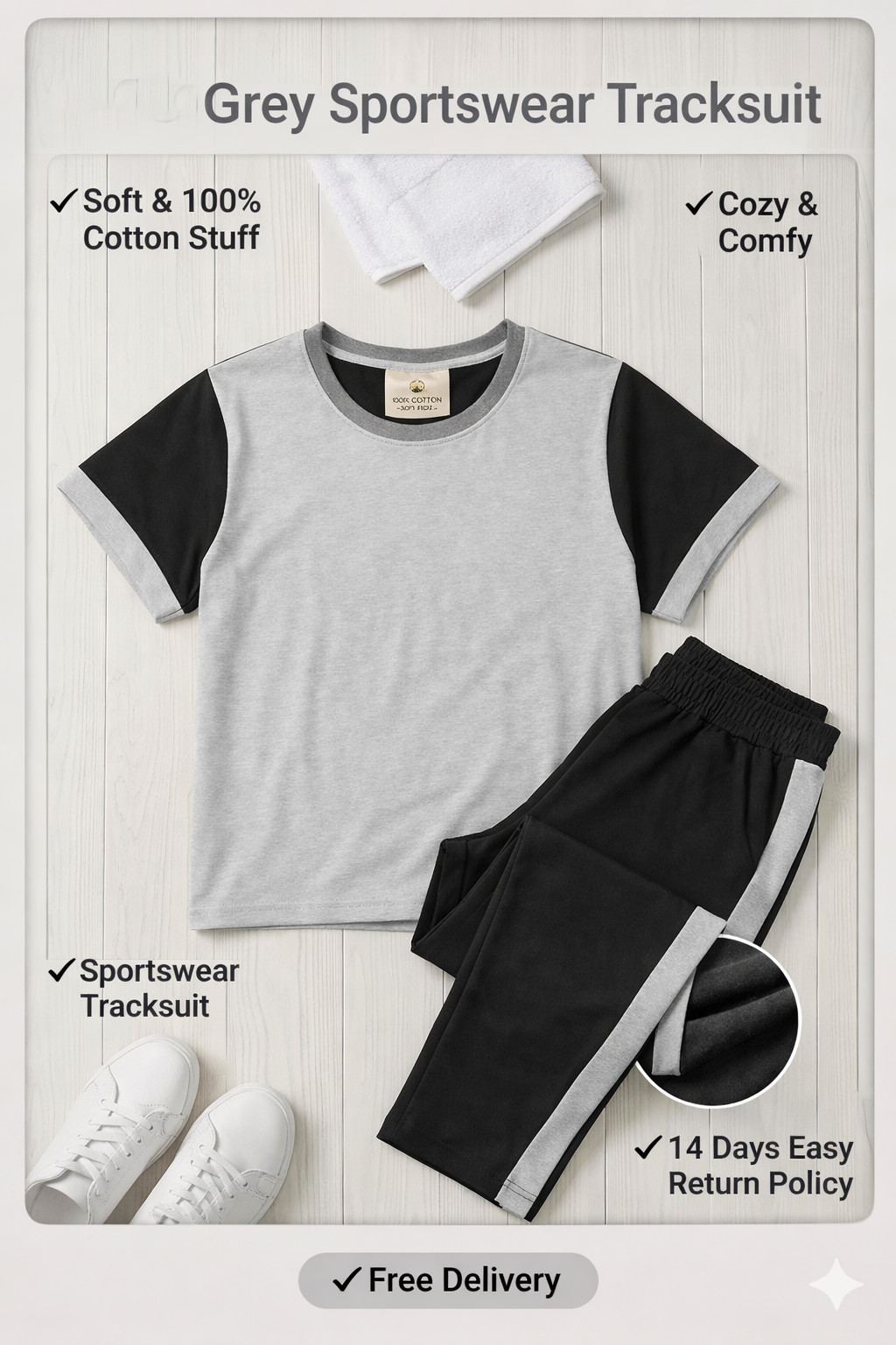 Grey Sports Wear Gym and Track suit (Grey and Black )