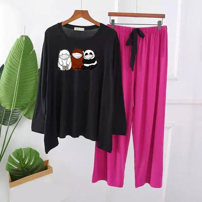 Premium Panda Print Full Sleeves Pajama Set for Women