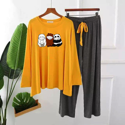 Premium Panda Print Full Sleeves Pajama Set for Women