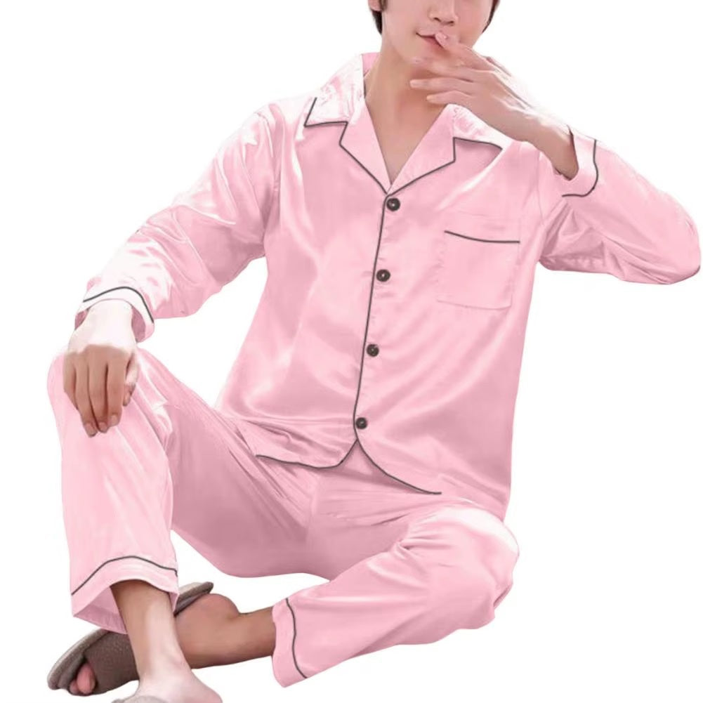 Baby Pink Nighty Finely Stitched Silk Satin Pajama Set – Luxurious Nightwear for couple