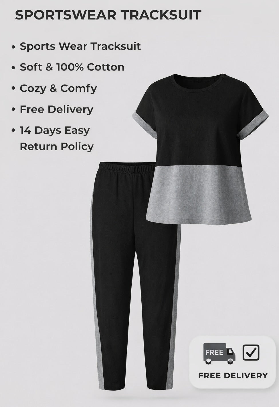 Grey Sports Wear Gym and Track suit (Grey and Black)