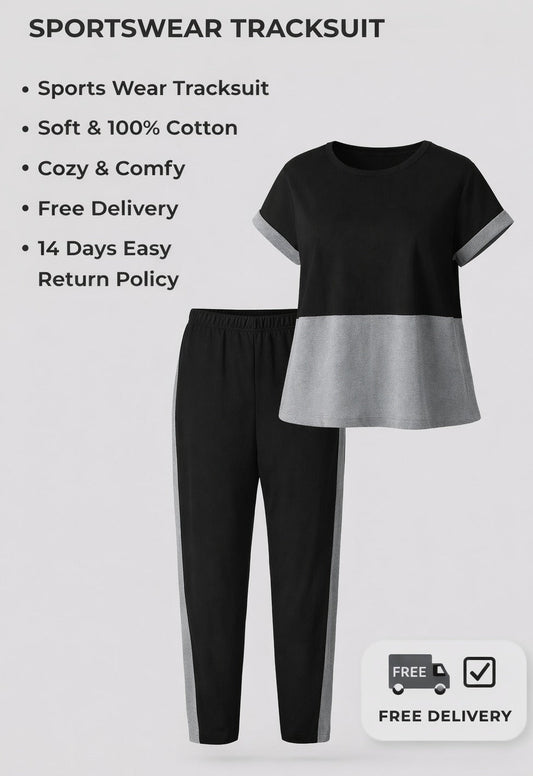 Grey Sports Wear Gym and Track suit (Grey and Black)