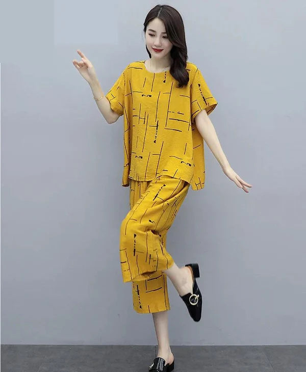 Yellow Capri Casual wear