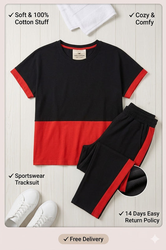 Red Sports Wear Gym and Track suit (Red and Black )
