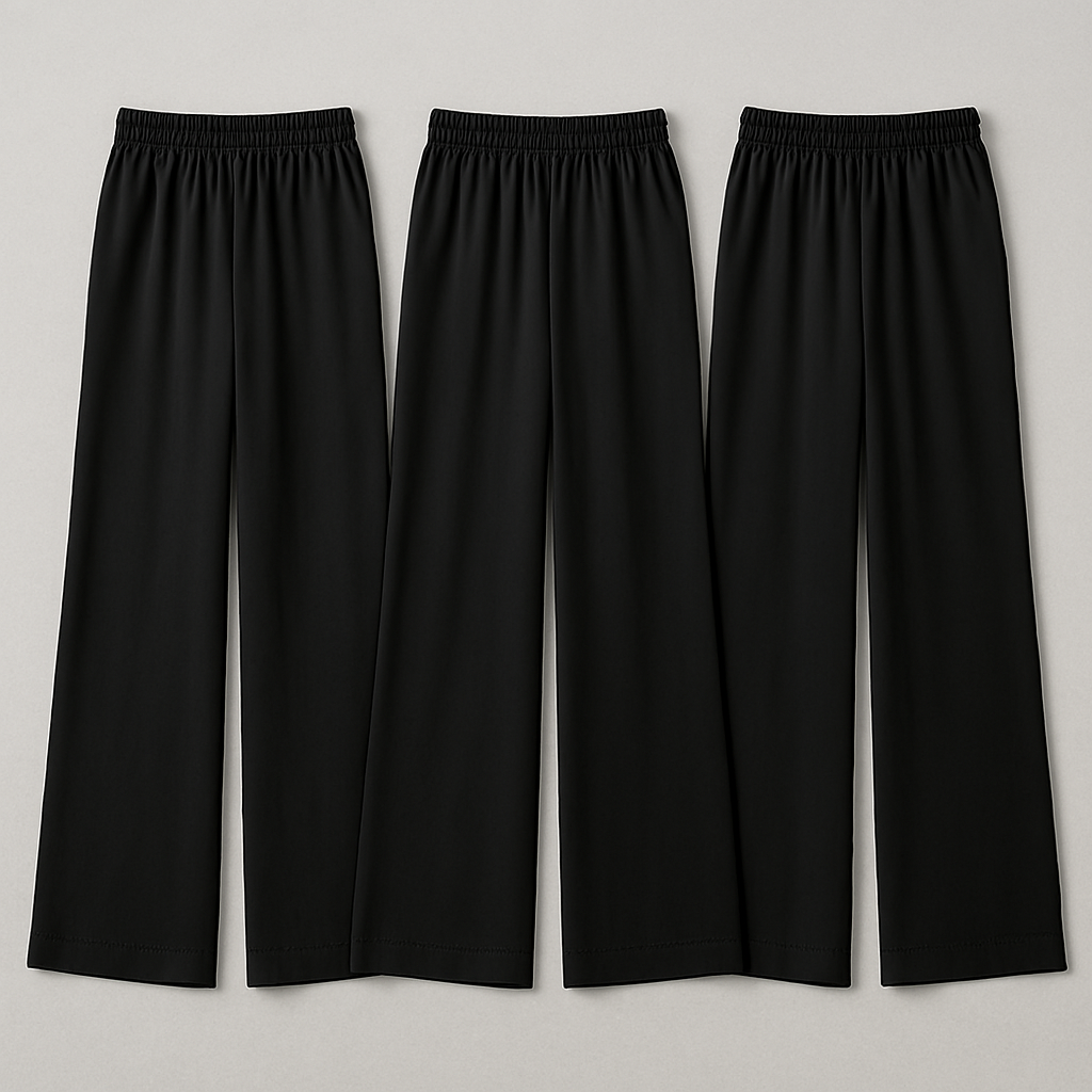 Pack of 3 Black Color Comfy Casual Pajama Pants Palazzo Lounge Pants Wide Leg