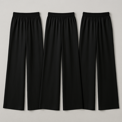 Pack of 3 Black Color Comfy Casual Pajama Pants Palazzo Lounge Pants Wide Leg