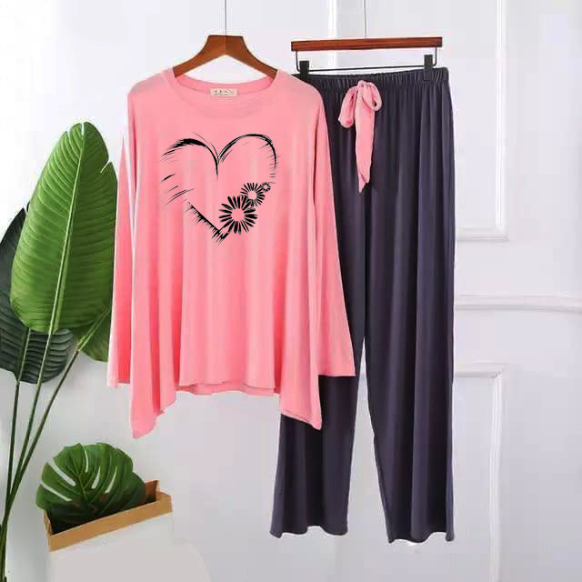 Premium Heart Print Full Sleeves Pajama Set for Women