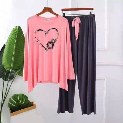 Heart Print Full Sleeves Night Suit
