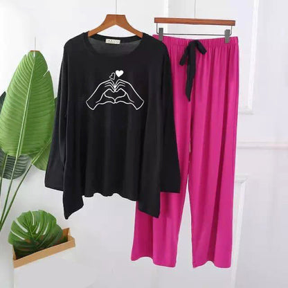 Premium Hand Print Full Sleeves Pajama Set for Women