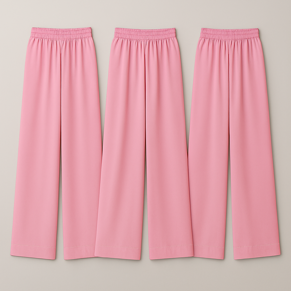 Pack of 3 Pink Color Comfy Casual Pajama Pants Palazzo Lounge Pants Wide Leg