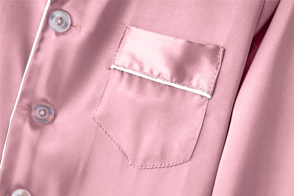 Baby Pink Luxury Silk Satin Sleepwear Set for Kids