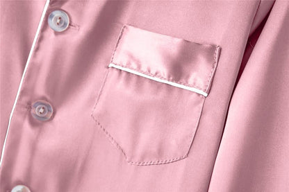 Baby Pink Luxury Silk Satin Sleepwear Set for Kids