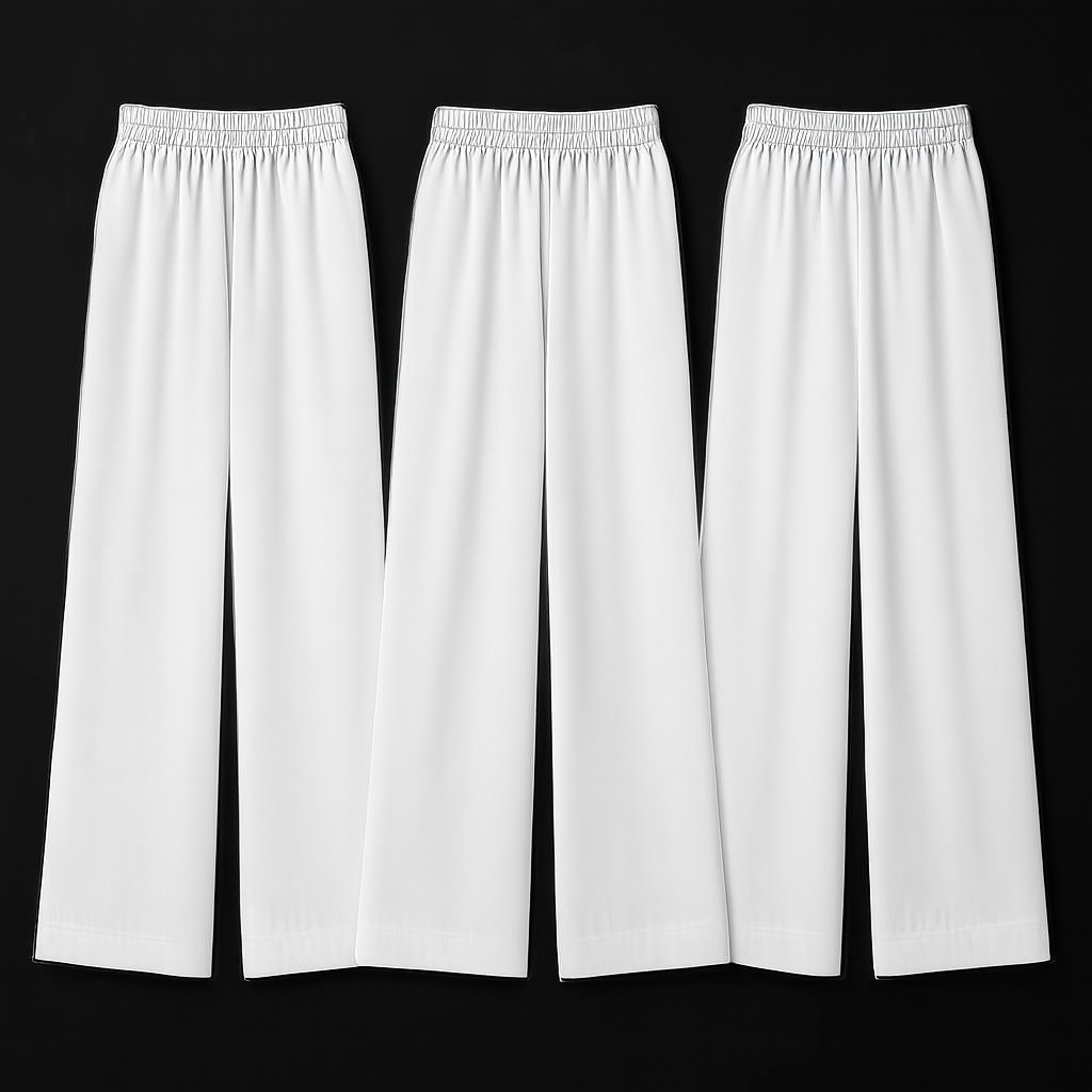 Pack of 3 White Color Comfy Casual Pajama Pants Palazzo Lounge Pants Wide Leg