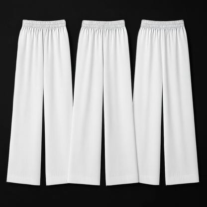 Pack of 3 White Color Comfy Casual Pajama Pants Palazzo Lounge Pants Wide Leg